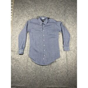 Peter Millar Linen Shirt Crown Cool Long Sleeve Blue Plaid Checkered Medium